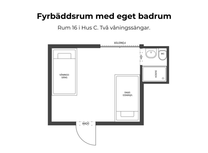 Fyrbäddsrum med eget badrum_rum 16 Hus C