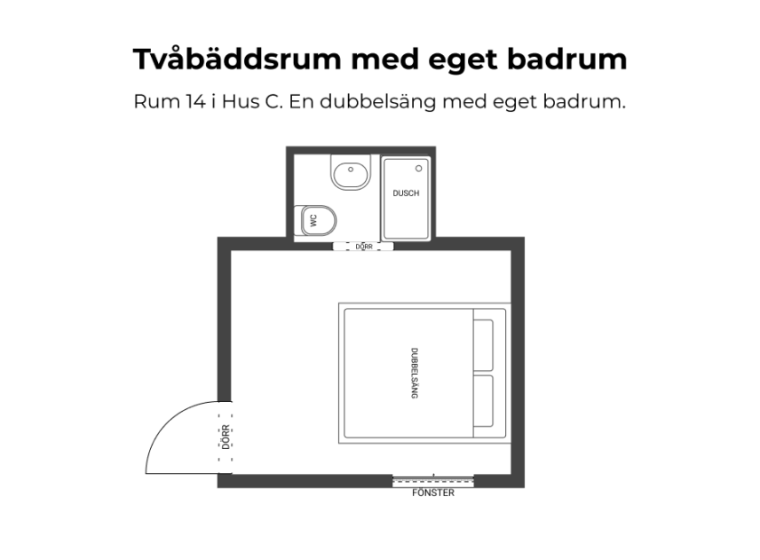 Tvåbäddsrum med eget badrum_rum 14 Hus C